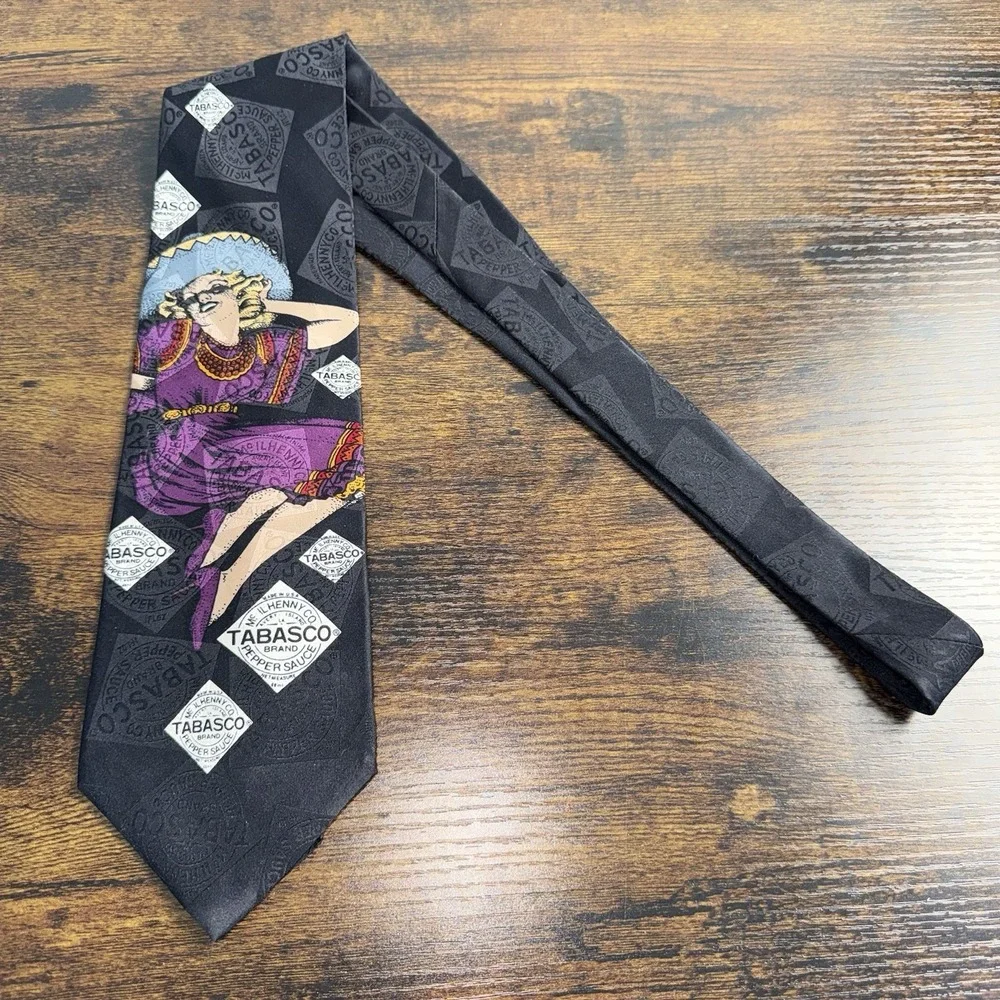 VINTAGE Tabasco Brand Novelty Necktie Dancing‎ Lady Pepper Sauce Silk Tie USA